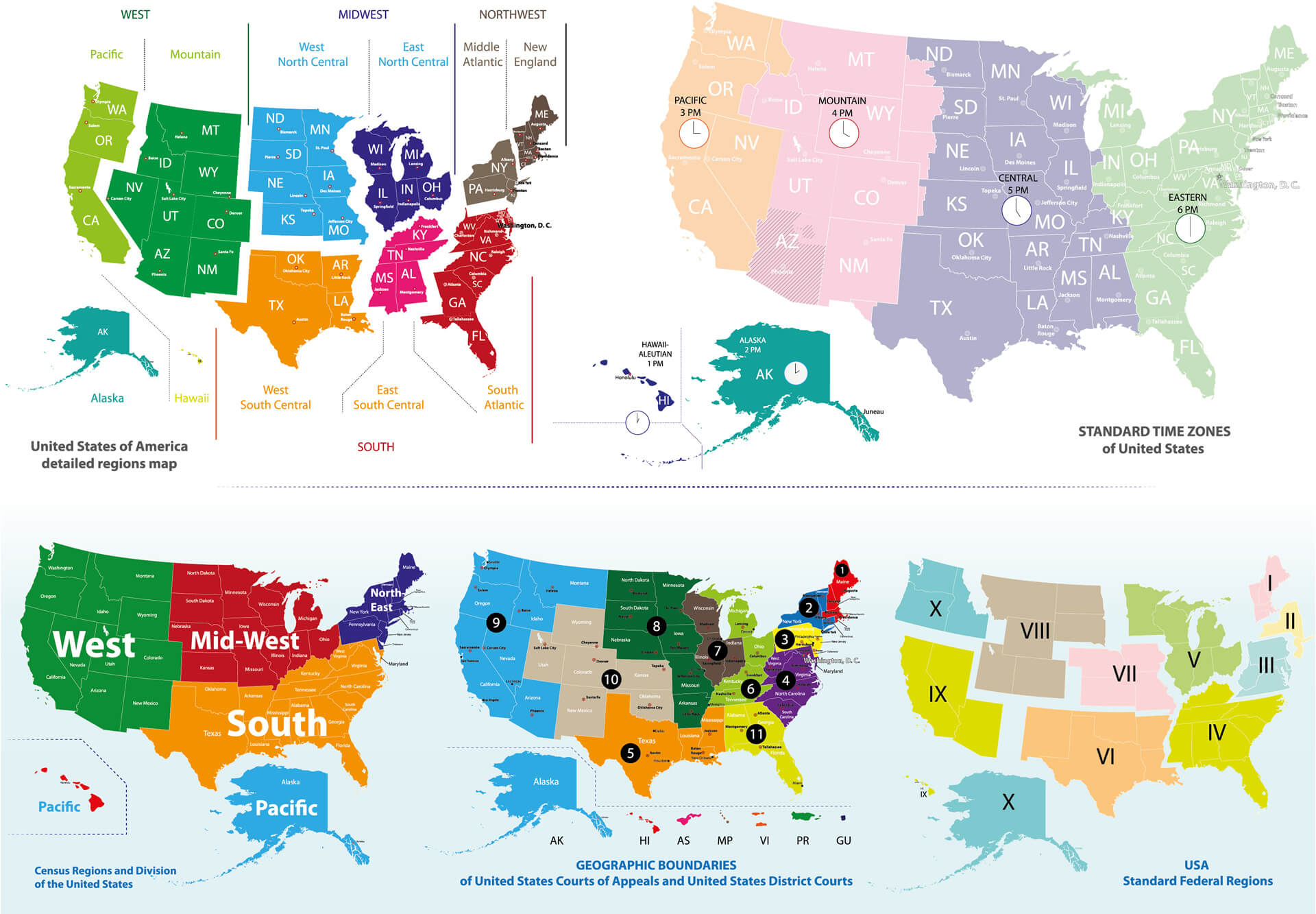 United States Detailed Maps with States and Regions